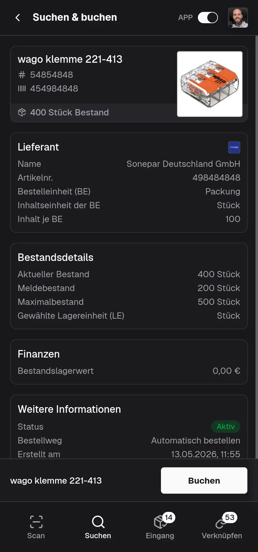 repleno App Artikeldetail in der PWA