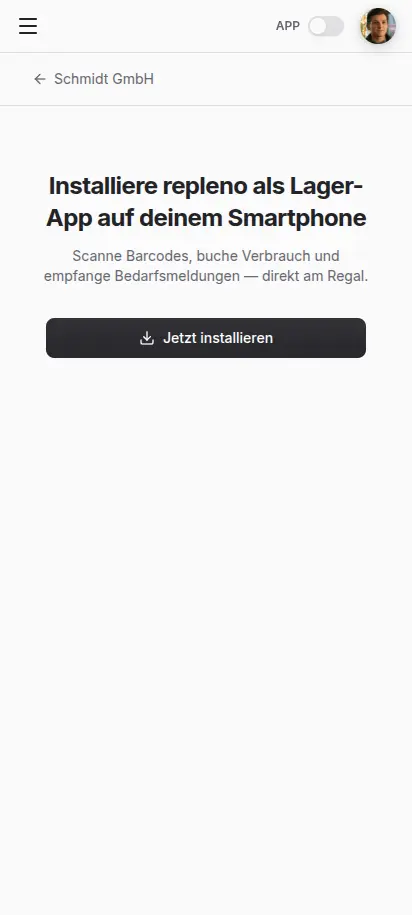 repleno App installiert und einsatzbereit