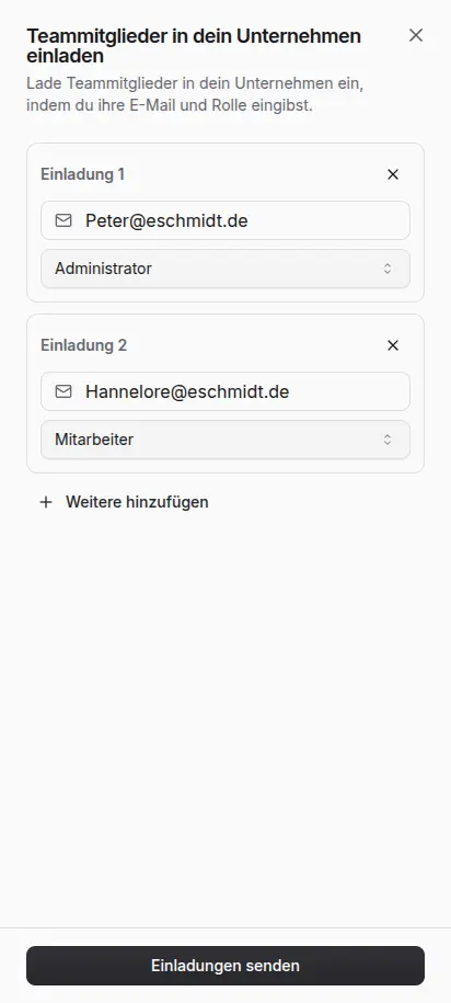 repleno: Mitarbeiter per E-Mail einladen