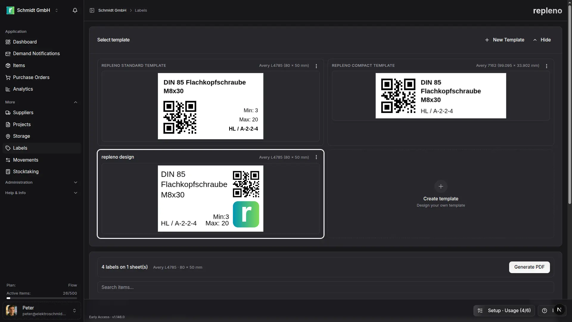 Etiketten mit Barcode im repleno Label-Designer erstellen