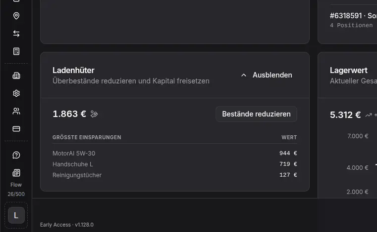 Bestandsanalyse Dashboard in repleno zeigt Überbestände und gebundenes Kapital auf einen Blick