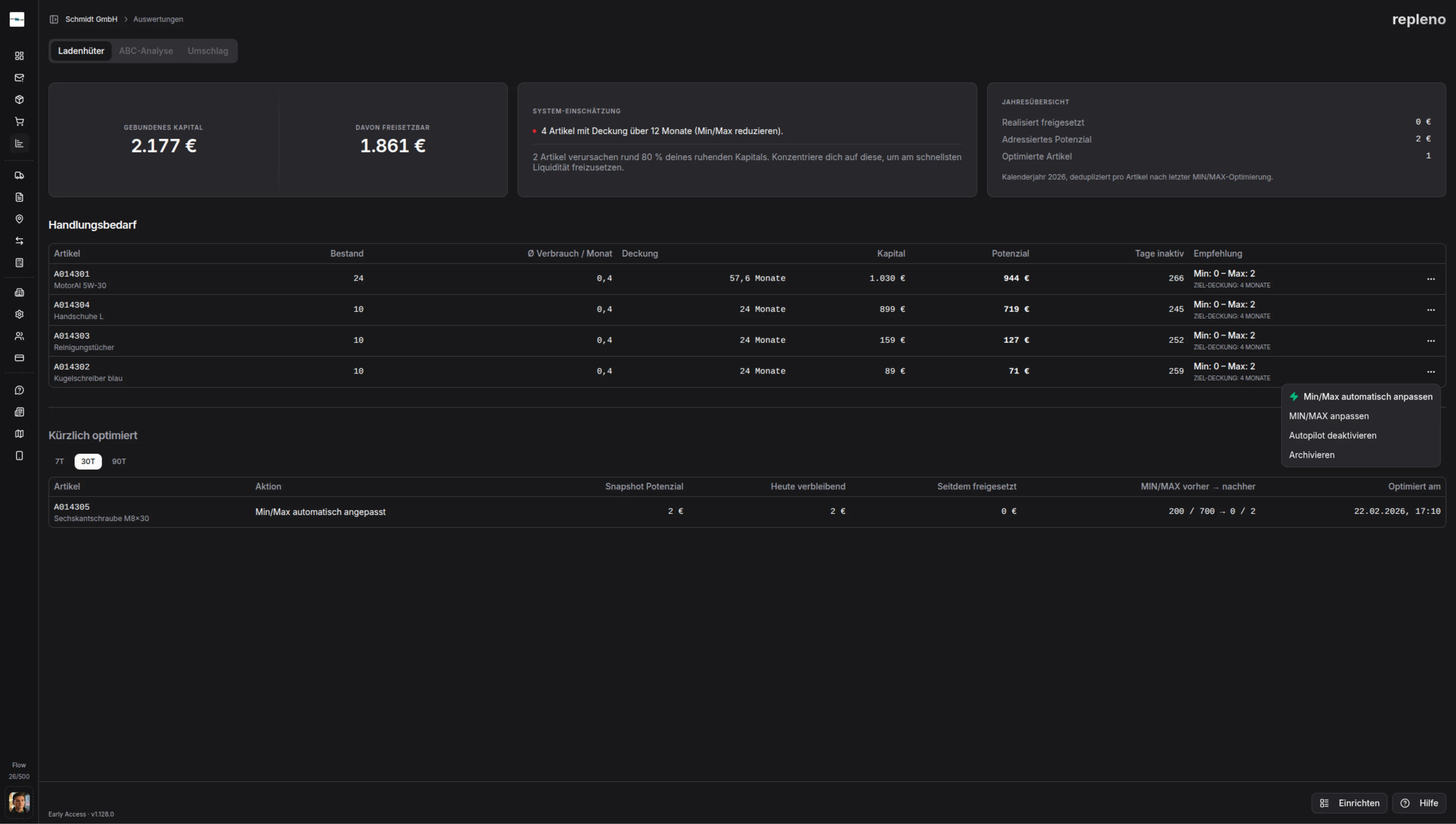 Ladenhüter-Analyse in repleno zeigt ruhende Bestände mit Einsparpotenzial