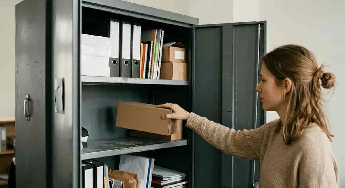 Bueromaterial-Schrank mit Toner und Papier