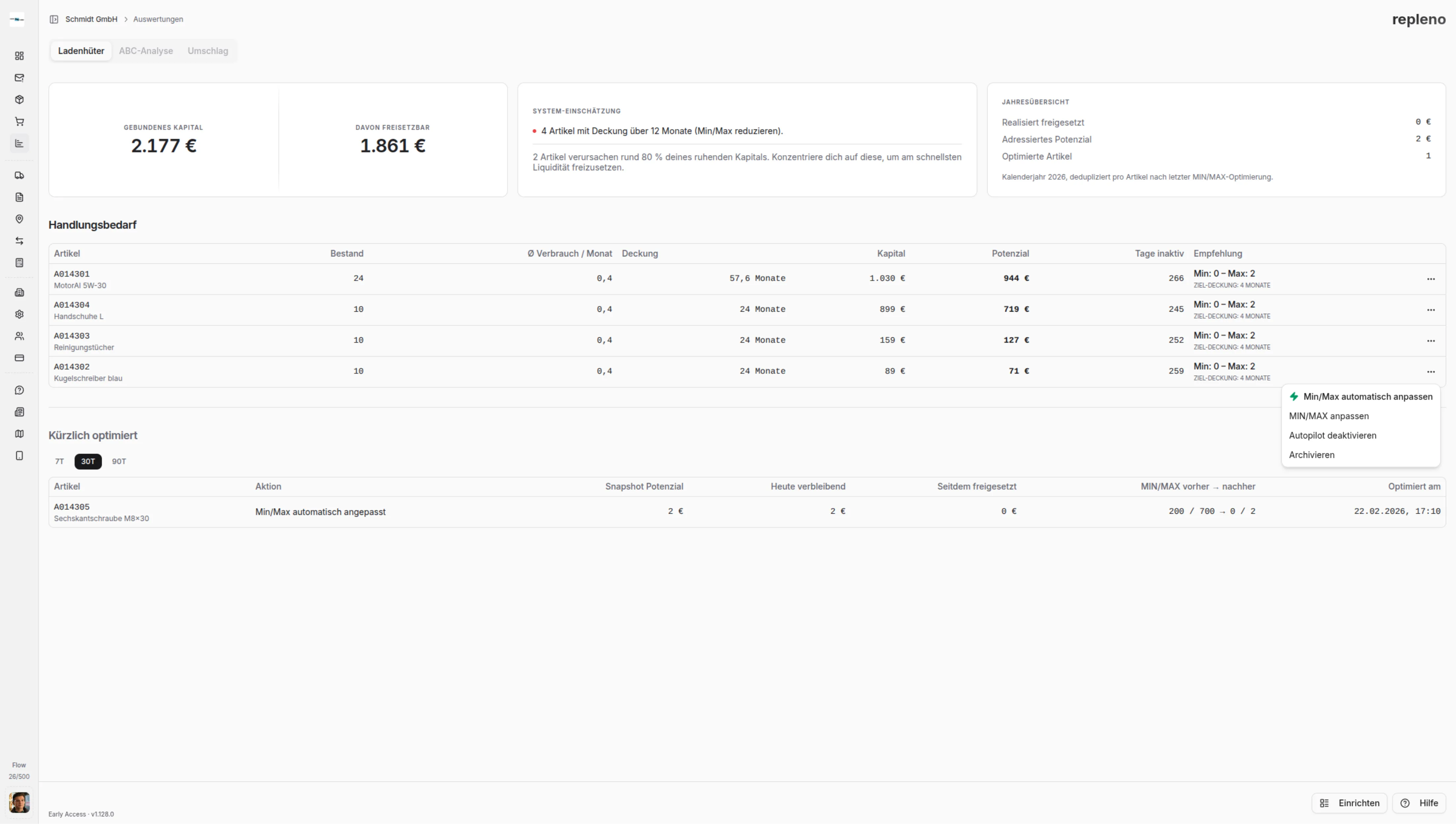 Ladenhüter-Analyse in repleno zeigt ruhende Bestände mit Einsparpotenzial