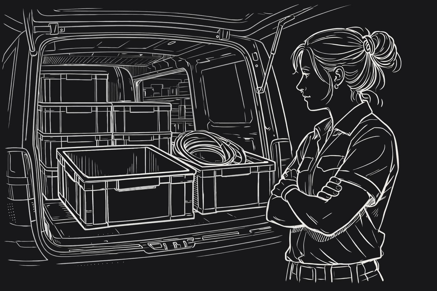 Technician looking at disorganized service van - the daily problem repleno solves