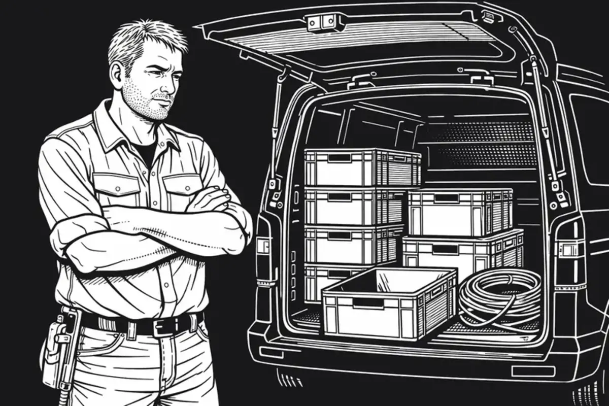 Overwhelmed workshop manager surrounded by chaos - the daily problem repleno solves