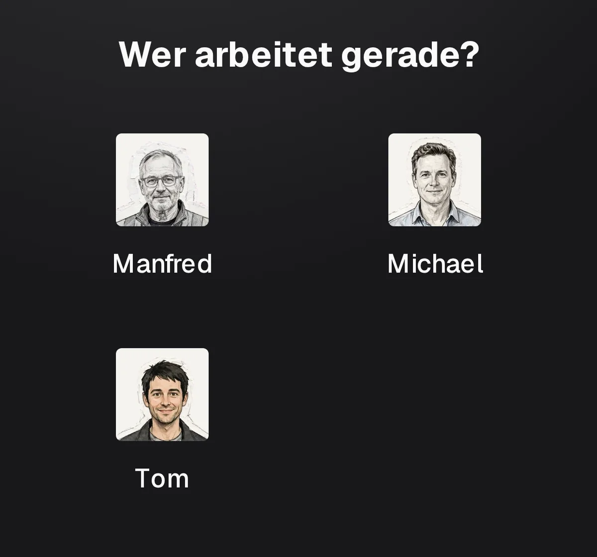 Gemeinsam genutztes Gerät in repleno: Auswahl, wer gerade arbeitet